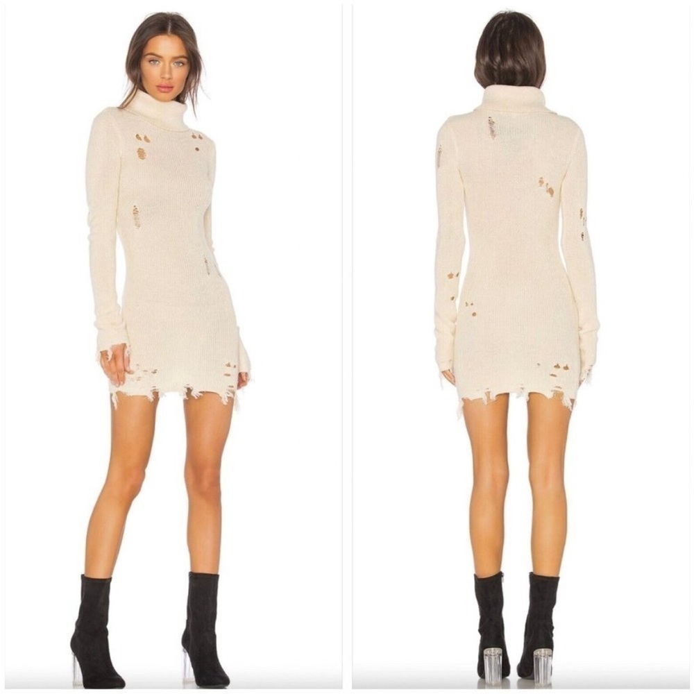 Lovers + Friends turtleneck distressed sweater dress
